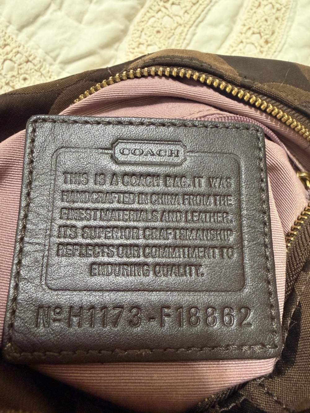 Coach Chocolate Brown Signature Sateen Leather Shoulder/Crossbody GoldTone Chain - Picture 2 of 15